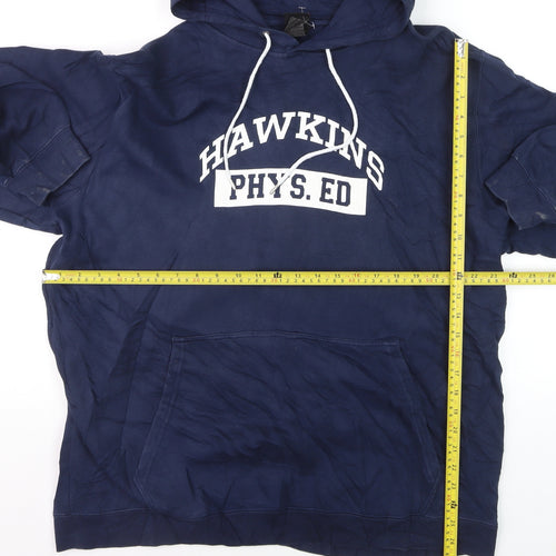 Nike x Stranger Things Men’s Blue Pullover Hoodie L Hawkins Phys Ed