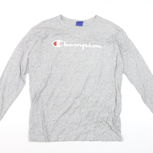 Champion Men's Grey Small Pullover Sweatshirt with Logo
