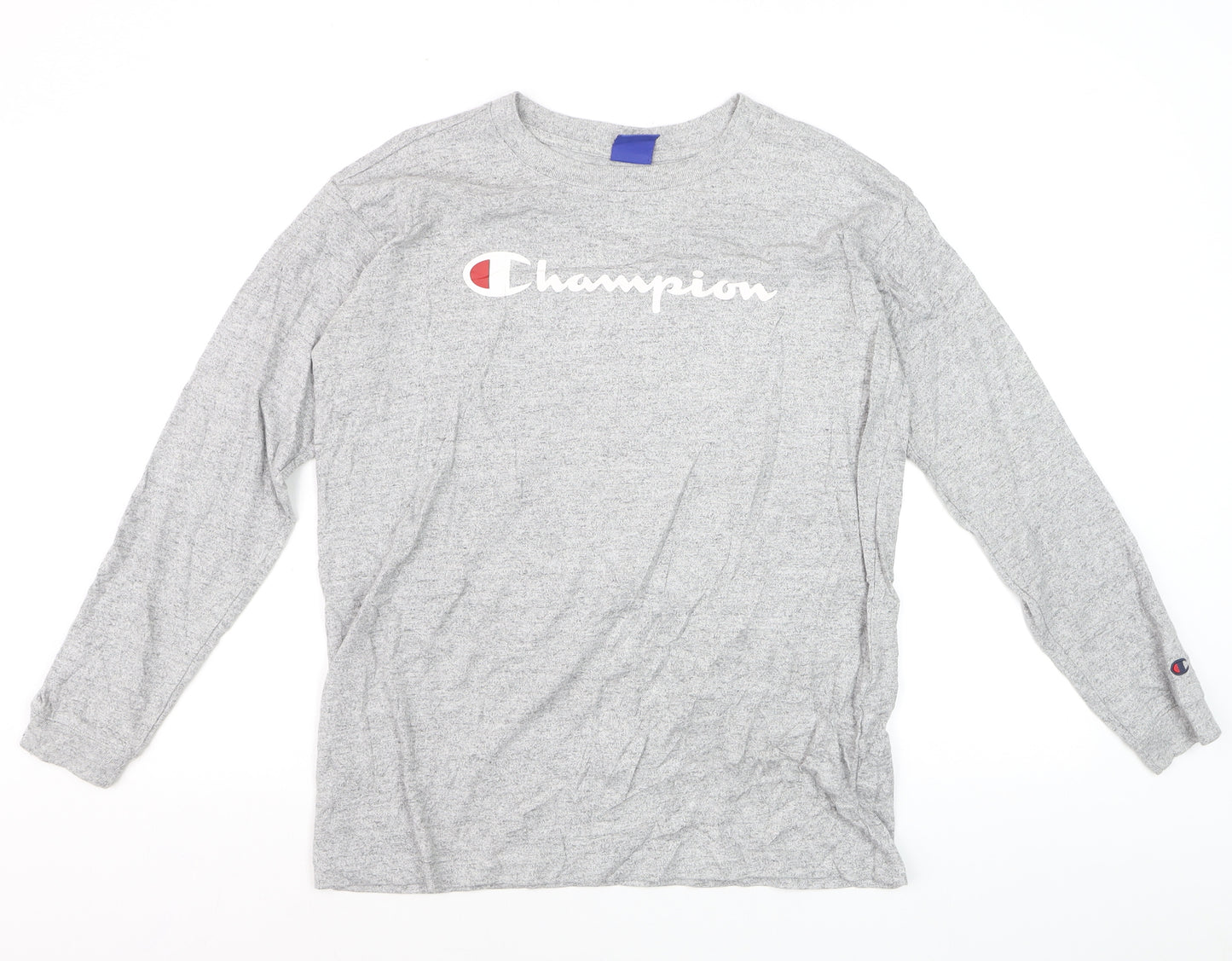 Champion Men's Grey Small Pullover Sweatshirt with Logo