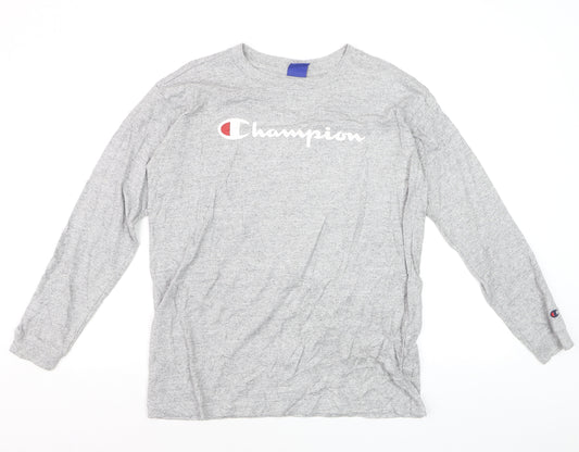 Champion Men's Grey Small Pullover Sweatshirt with Logo
