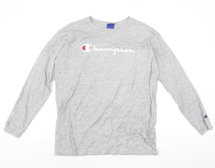Champion Men's Grey Small Pullover Sweatshirt with Logo