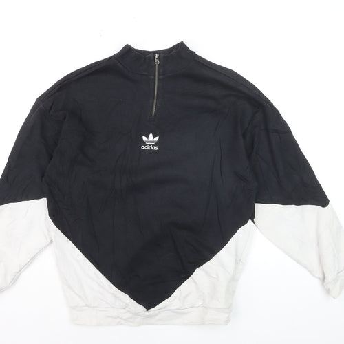 Adidas Women's Black White 1/4 Zip Colourblock Sweatshirt Size 6