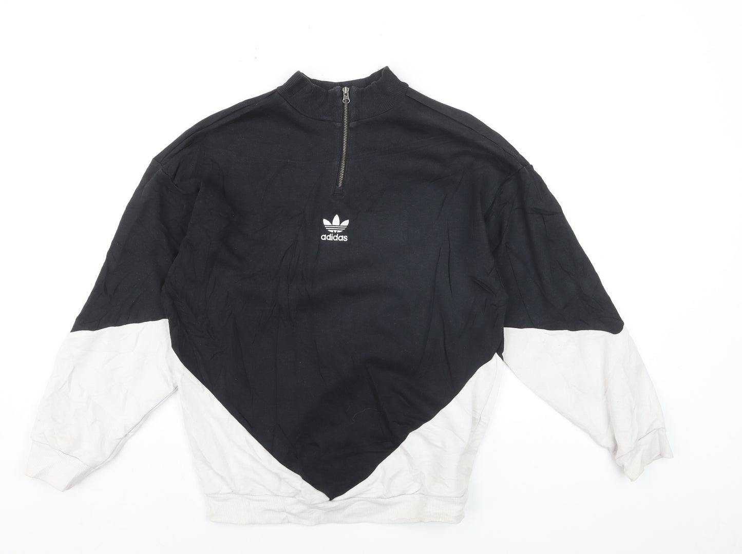Adidas Women's Black White 1/4 Zip Colourblock Sweatshirt Size 6