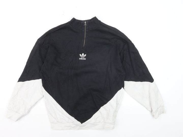 Adidas Women's Black White 1/4 Zip Colourblock Sweatshirt Size 6