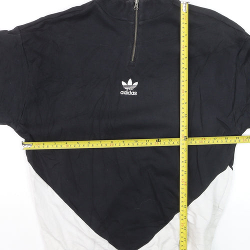 Adidas Women's Black White 1/4 Zip Colourblock Sweatshirt Size 6