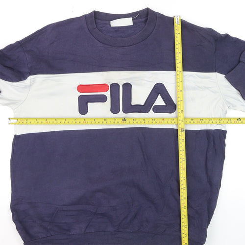 Fila Men's Blue Pullover Sweatshirt L Crew Neck Retro Sportswear