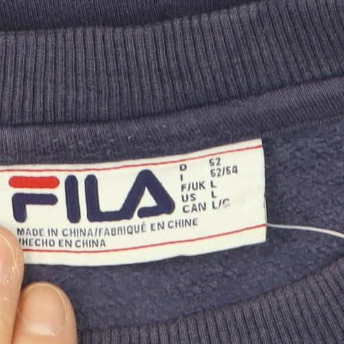 Fila Men's Blue Pullover Sweatshirt L Crew Neck Retro Sportswear