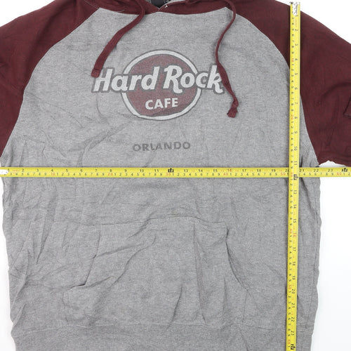 Hard Rock Men’s Grey & Maroon Pullover Hoodie L Music Logo