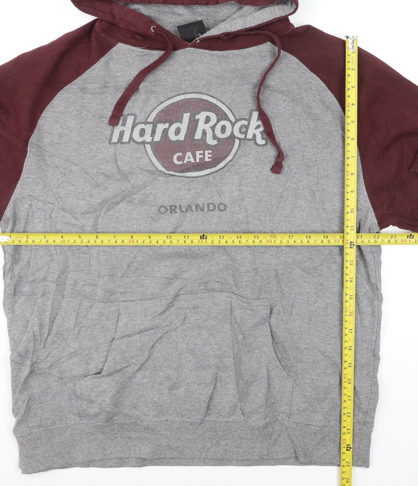 Hard Rock Men’s Grey & Maroon Pullover Hoodie L Music Logo