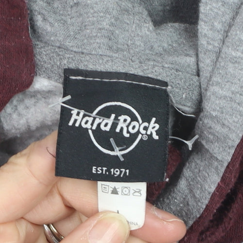 Hard Rock Men’s Grey & Maroon Pullover Hoodie L Music Logo