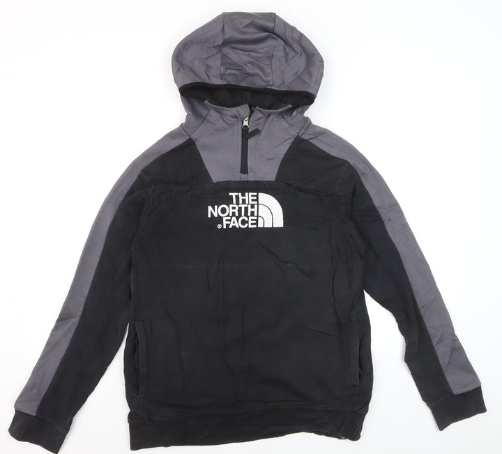 The North Face Boys Black & Grey XL Pullover Hoodie with Logo Print