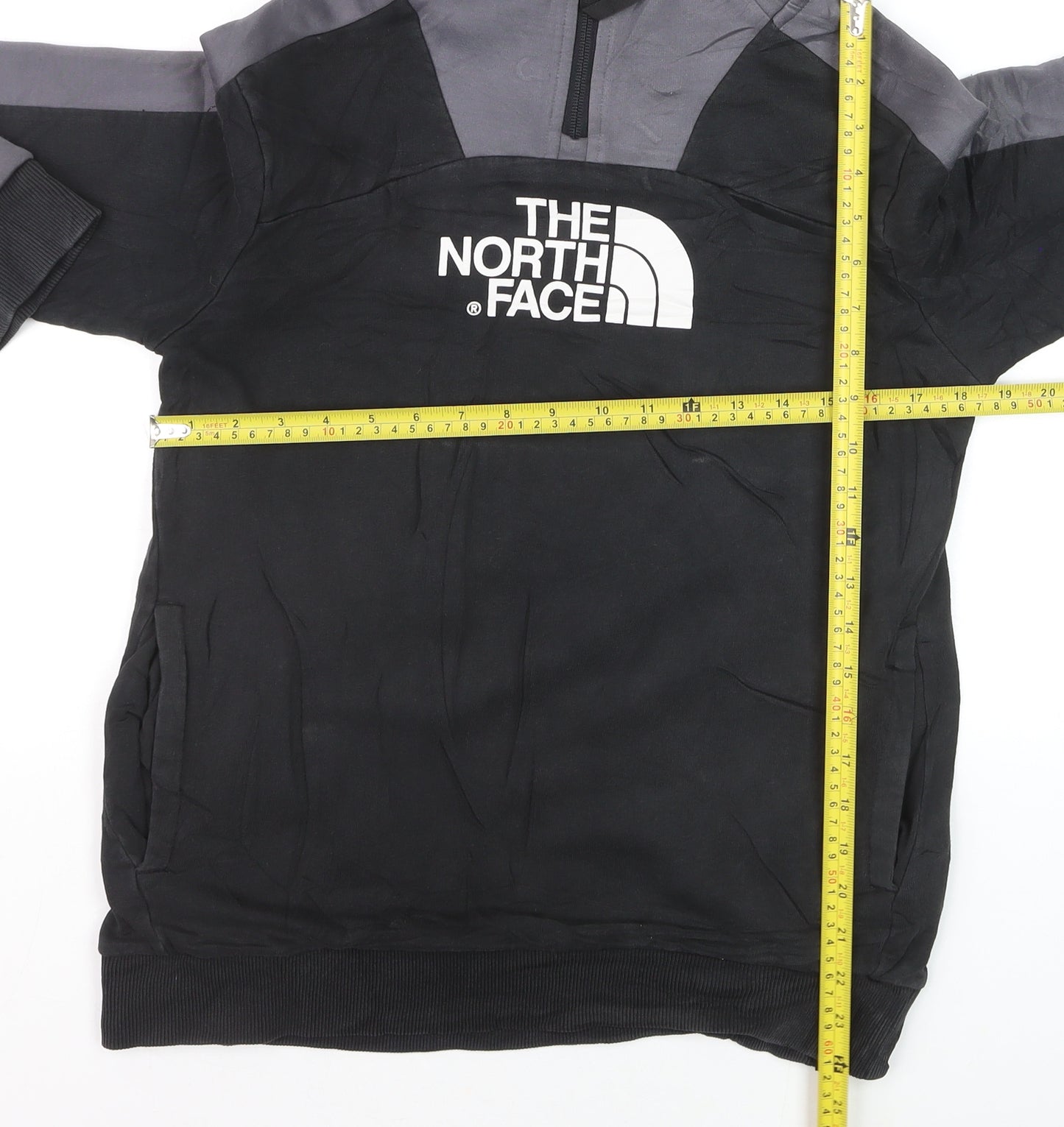 The North Face Boys Black & Grey XL Pullover Hoodie with Logo Print