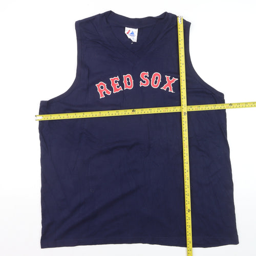 Majestic Men’s Blue Red Sox Sleeveless V-Neck 2XL Sports T-Shirt