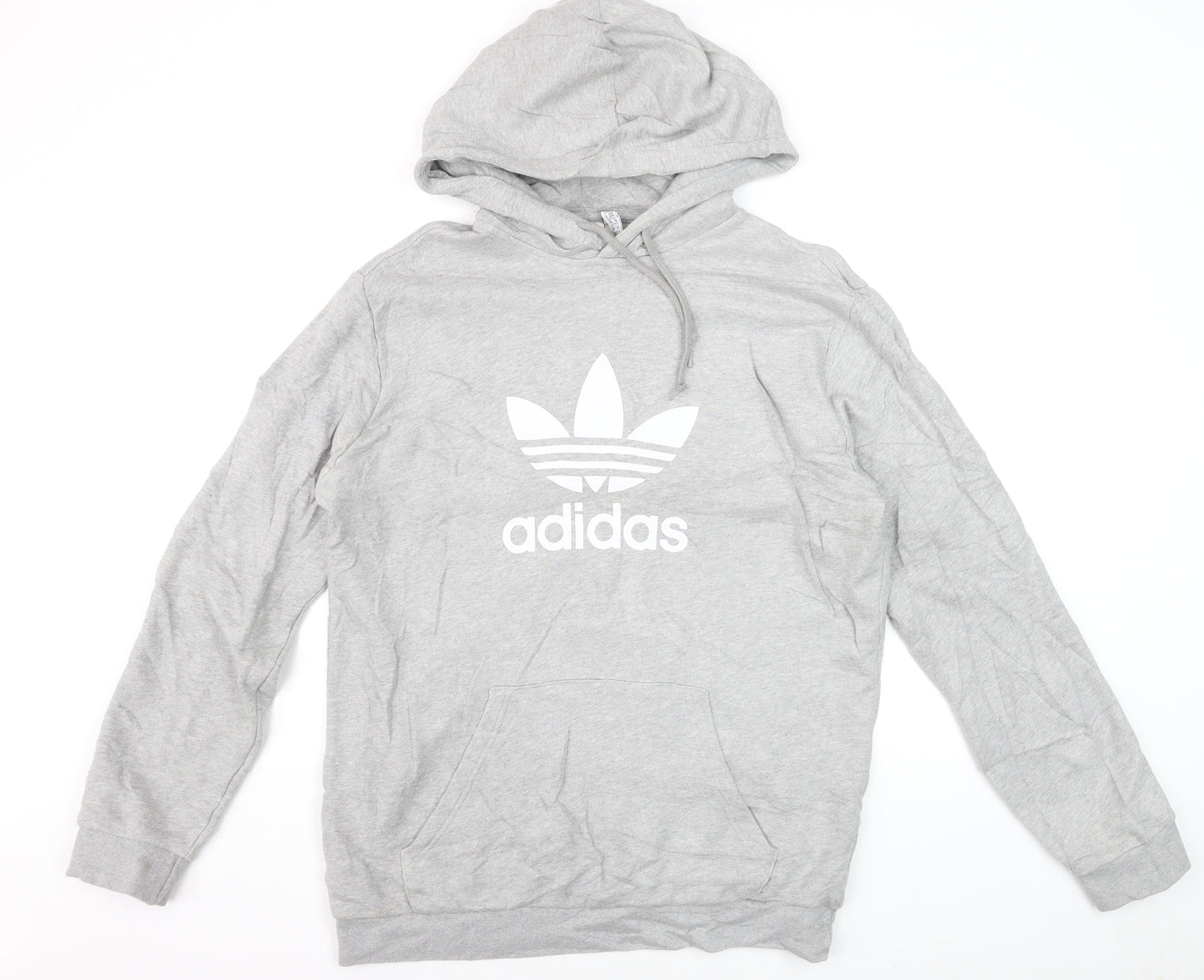 Adidas Men's Grey Pullover Hoodie M Logo Fleece Sweatshirt