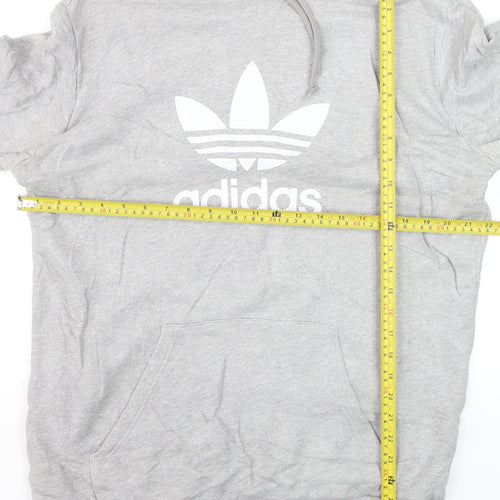 Adidas Men's Grey Pullover Hoodie M Logo Fleece Sweatshirt