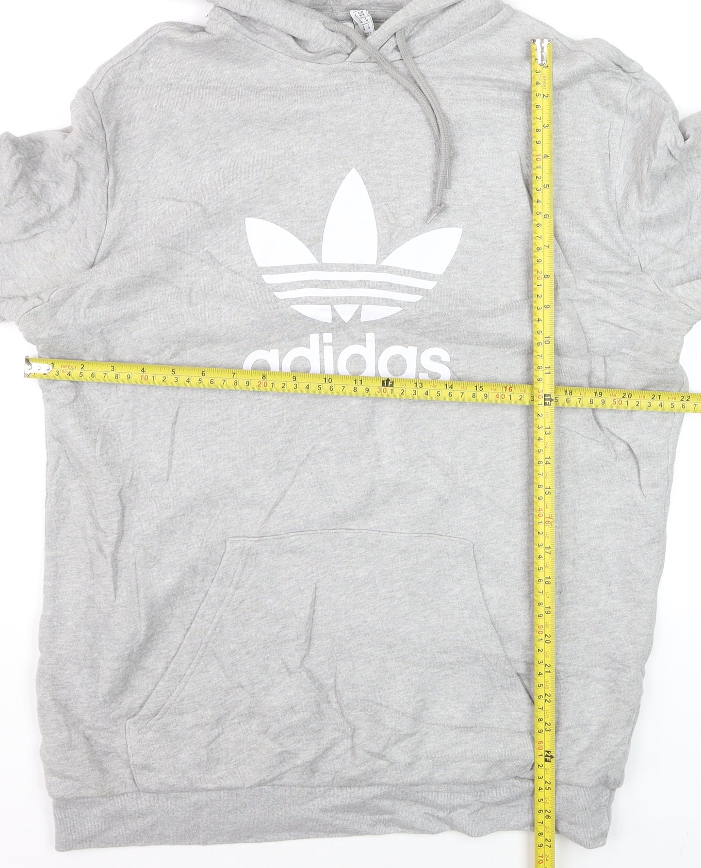 Adidas Men's Grey Pullover Hoodie M Logo Fleece Sweatshirt