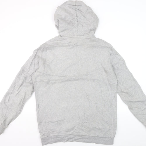 Adidas Men's Grey Pullover Hoodie M Logo Fleece Sweatshirt