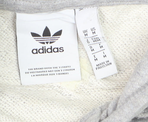 Adidas Men's Grey Pullover Hoodie M Logo Fleece Sweatshirt