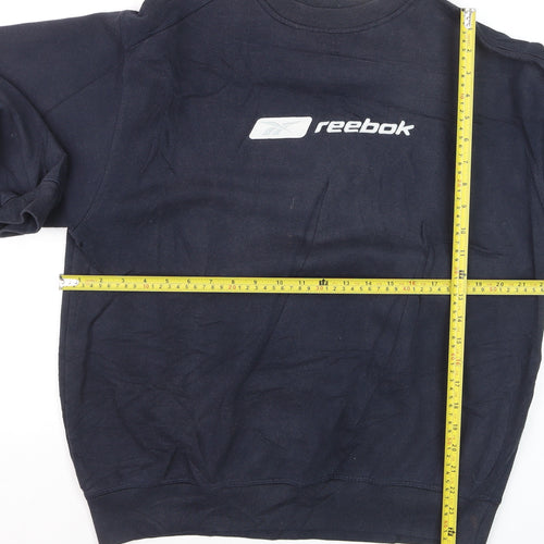 Reebok Men’s Blue Pullover Crew Neck Logo Sweatshirt M Regular Fit