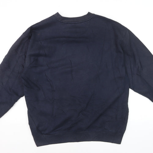 Reebok Men’s Blue Pullover Crew Neck Logo Sweatshirt M Regular Fit