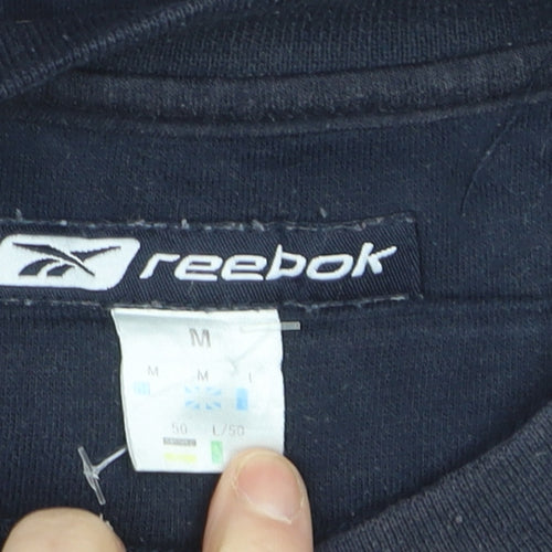 Reebok Men’s Blue Pullover Crew Neck Logo Sweatshirt M Regular Fit