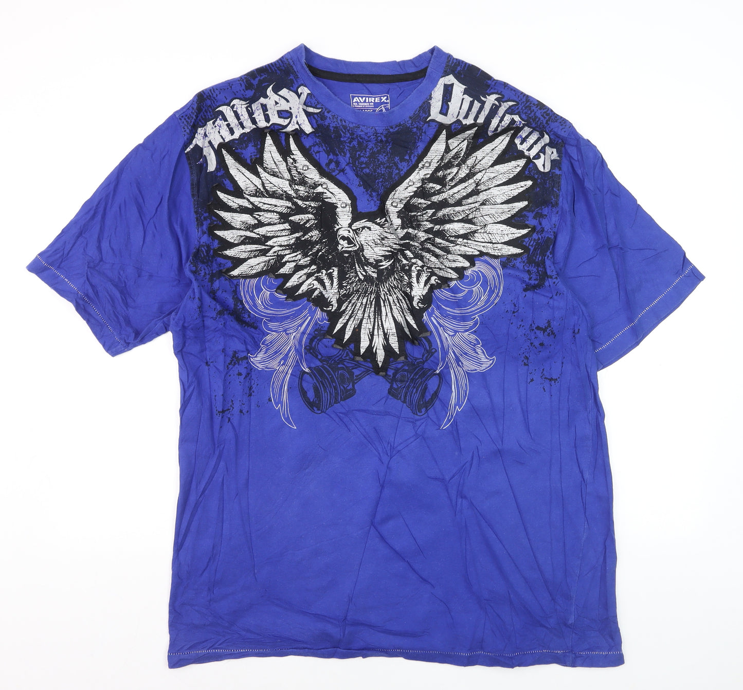 Avirex Men's Blue XL Biker Eagle Graphic Crew Neck T-Shirt