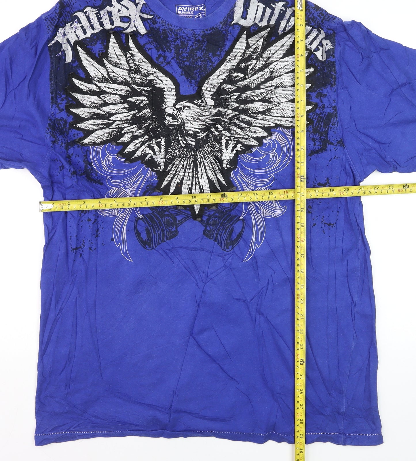 Avirex Men's Blue XL Biker Eagle Graphic Crew Neck T-Shirt