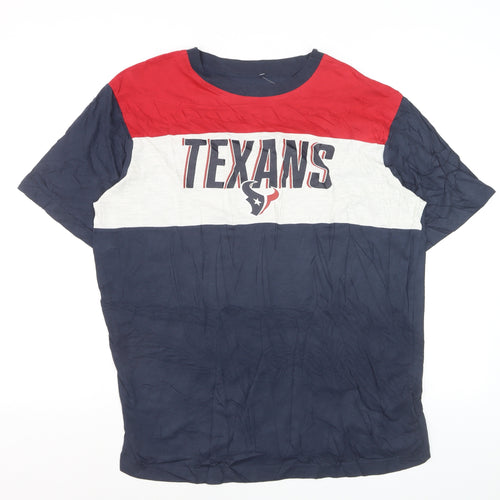 NFL Team Apparel Men's Texans Navy Red Colourblock T-Shirt XL