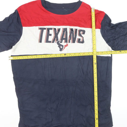 NFL Team Apparel Men's Texans Navy Red Colourblock T-Shirt XL