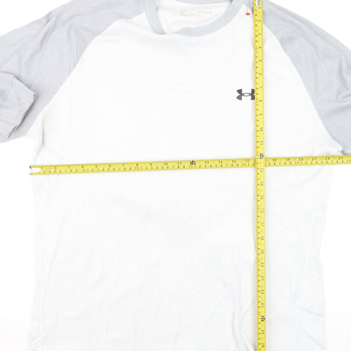 Under Armour Mens White Grey XL Long Sleeve Crew Neck Casual Top