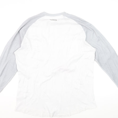 Under Armour Mens White Grey XL Long Sleeve Crew Neck Casual Top