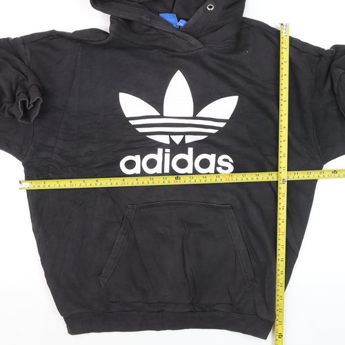 Adidas Women Black Trefoil Pullover Hoodie Size 10 Cotton Blend