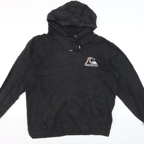 Quiksilver Men’s Black XL Pullover Hoodie Fleece Logo Sweatshirt