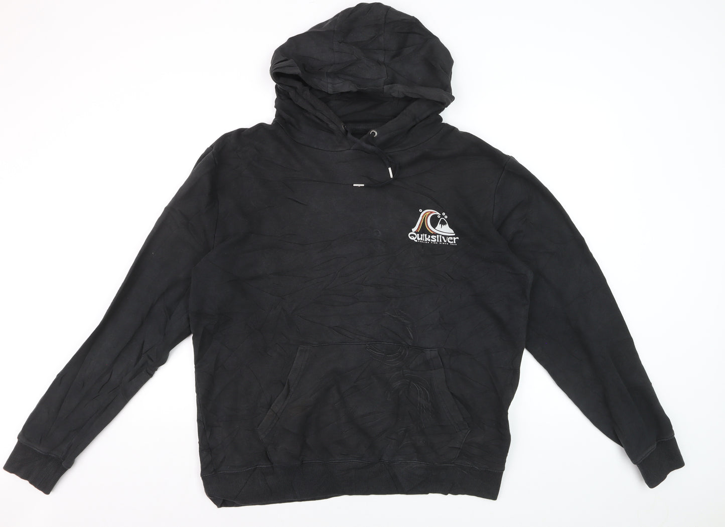 Quiksilver Men’s Black XL Pullover Hoodie Fleece Logo Sweatshirt