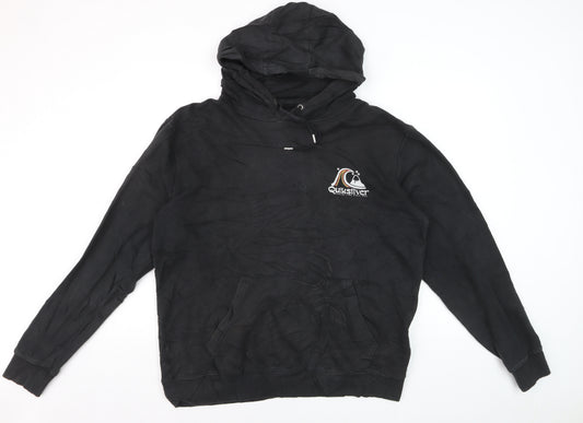 Quiksilver Men’s Black XL Pullover Hoodie Fleece Logo Sweatshirt