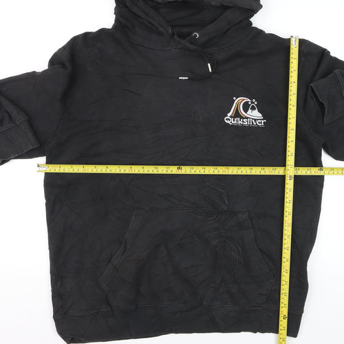 Quiksilver Men’s Black XL Pullover Hoodie Fleece Logo Sweatshirt