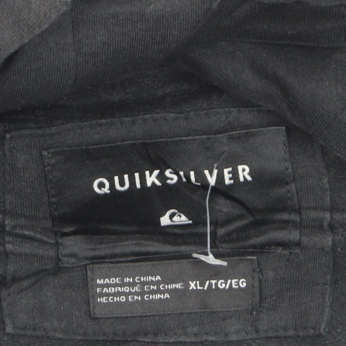 Quiksilver Men’s Black XL Pullover Hoodie Fleece Logo Sweatshirt