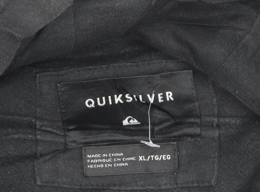 Quiksilver Men’s Black XL Pullover Hoodie Fleece Logo Sweatshirt