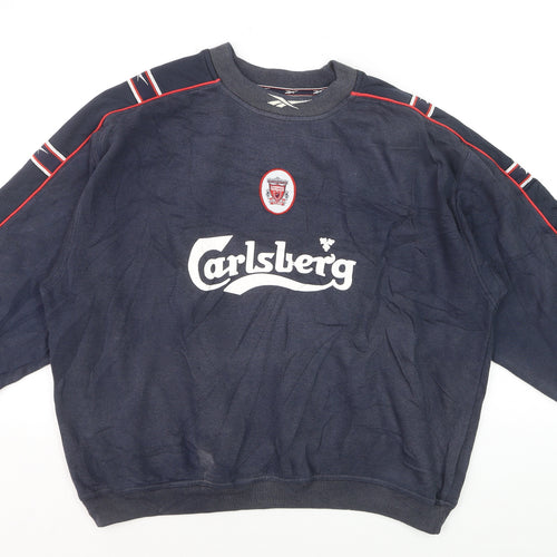 Reebok Men’s Blue Liverpool F.C. Logo Pullover Sweatshirt L Vintage