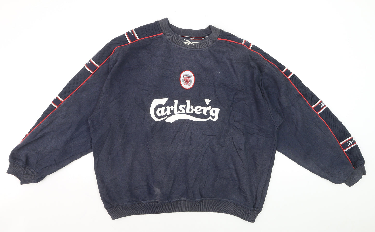 Reebok Men’s Blue Liverpool F.C. Logo Pullover Sweatshirt L Vintage