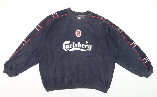 Reebok Men’s Blue Liverpool F.C. Logo Pullover Sweatshirt L Vintage