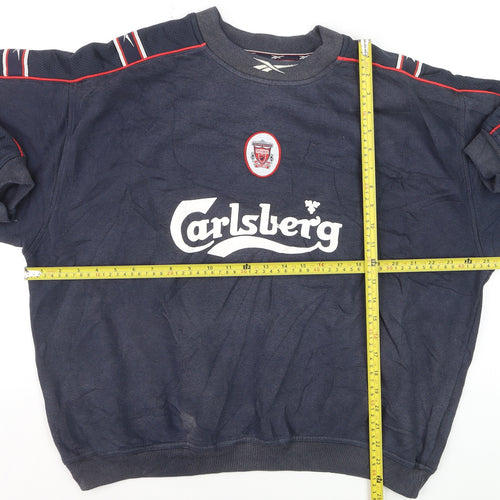 Reebok Men’s Blue Liverpool F.C. Logo Pullover Sweatshirt L Vintage