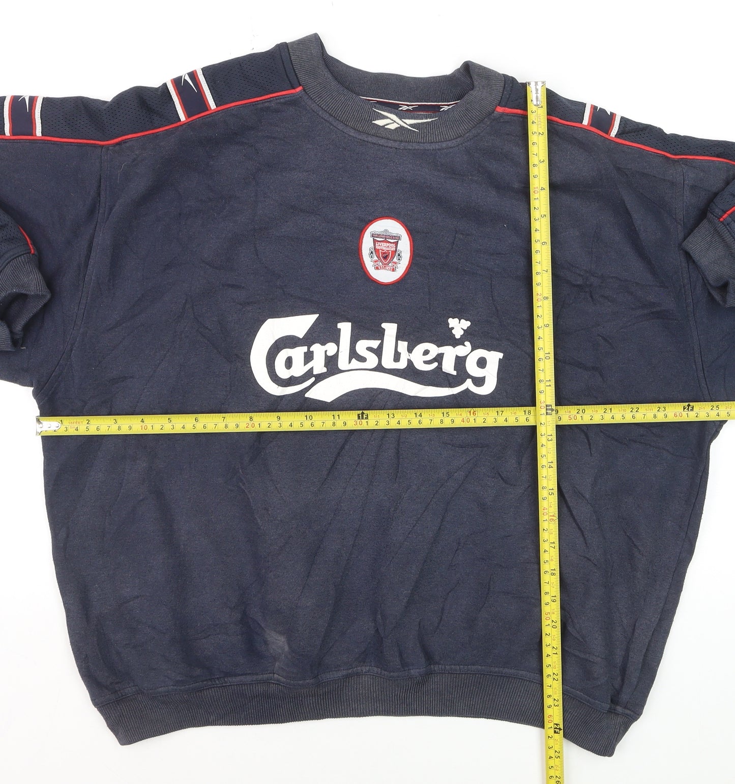 Reebok Men’s Blue Liverpool F.C. Logo Pullover Sweatshirt L Vintage