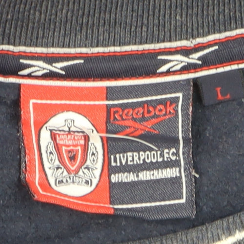 Reebok Men’s Blue Liverpool F.C. Logo Pullover Sweatshirt L Vintage