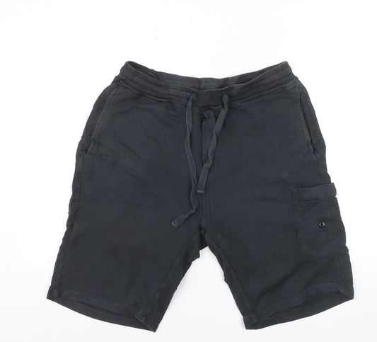 Stone Island Men's Black Cargo Jersey Shorts L Elastic Waist
