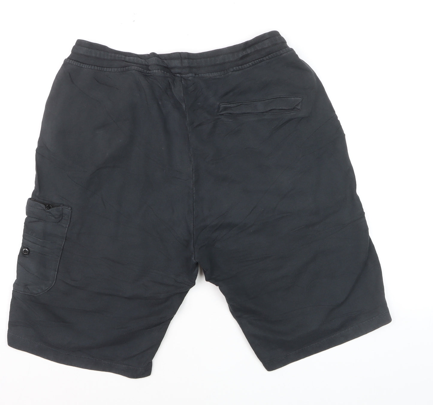 Stone Island Men's Black Cargo Jersey Shorts L Elastic Waist