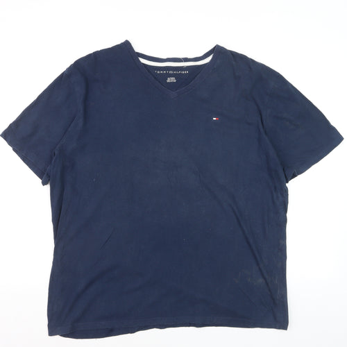 Tommy Hilfiger Men's Blue V-Neck Short Sleeve T-Shirt XL
