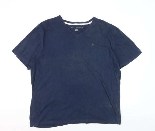 Tommy Hilfiger Men's Blue V-Neck Short Sleeve T-Shirt XL