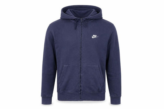 Front view of Nike Men's Blue M Full Zip Hoodie with Logo Pockets
