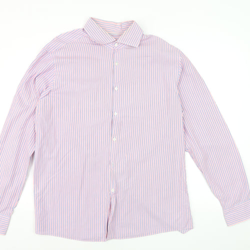 Hugo Boss Men's Multicoloured Slim Fit Striped Dress Shirt 17.5in